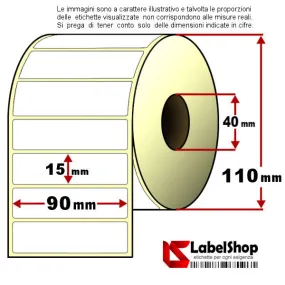 Rollo de 3000 etiquetas adhesivas mm 90x15 Vellum 1 pista núcleo 40
