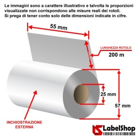 Silbernes Farbband 55 x 200 mm, Wachsharz - Silbernes, farbiges Kohlenstoff-Farbband für Thermotransferdruck