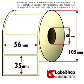 Roll of 1500 adhesive labels mm 56x35 vellum 1 track core 40