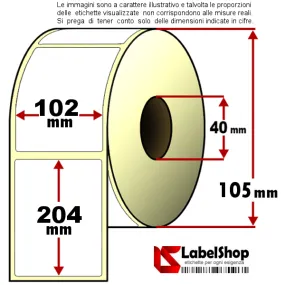Roll of 500 adhesive labels mm 100x100 Vellum 1 track core 40