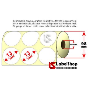 Rolle mit 7500 runden Klebeetiketten, Durchmesser 13 mm, thermisch, 3-spurig, Kern 40