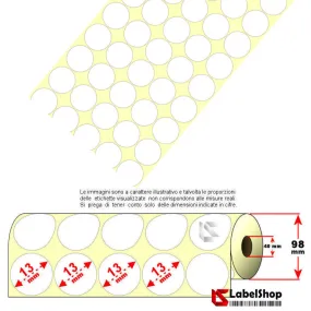 Rouleau de 5 étiquettes adhésives rondes, diamètre 13 mm