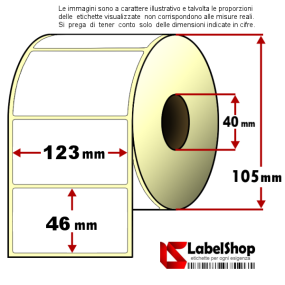 Rolle mit 1100 Klebeetiketten, 123 x 46 mm, Vellumpapier, 1-Zoll-Kern, 40