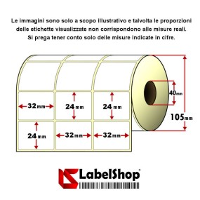 Roll of 6000 adhesive labels mm 32x24 Thermal 3 tracks core 40