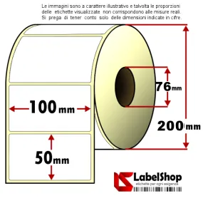 Rouleau de 3500 étiquettes adhésives 100 x 50 mm, âme en vellum 76