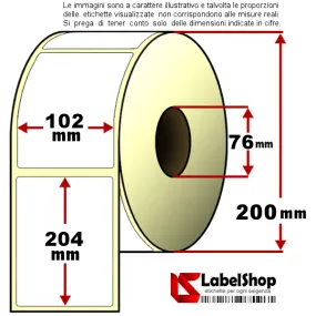 Roll of 2000 adhesive labels mm 100x100 Thermal core 76