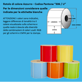 Industrial roll of 2000 thermal labels 100x100 with 76 mm hole and permanent adhesive