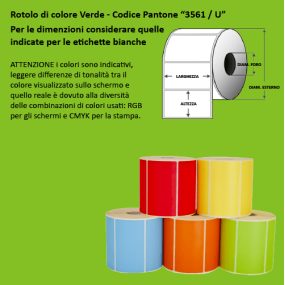 Rollo industrial de 2000 etiquetas térmicas de 100x100 mm con orificio de 76 mm y adhesivo permanente.