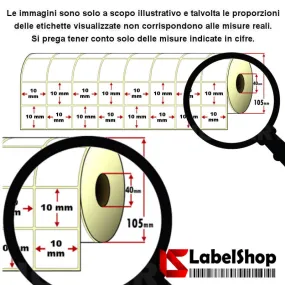 Rouleau de 28 000 étiquettes adhésives, 10 x 10 mm, thermiques directes, 8 pistes, mandrin de 40 mm