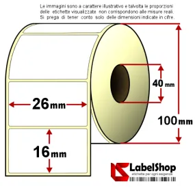 Roll of 3000 adhesive labels mm 26x16 vellum 1 track core 40