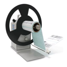 External rewinder for label rolls and compositions - label rewinder