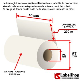 White ribbon 55x200 ink out WAX RESIN - WHITE CERA RESINA colored carbon ribbon for thermal transfer printing