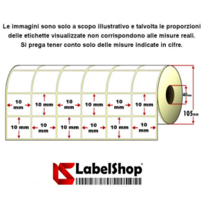 Rollo de 21000 etiquetas adhesivas mm 10x10 Papel de transferencia térmica vellum 8 pistas núcleo 40