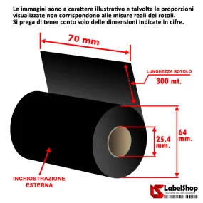 Carbon ribbon 70x300 wax resin thermal transfer polyamide satin roll