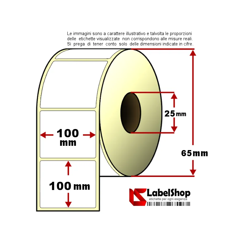 Rollo de etiquetas de vellum de 100x100