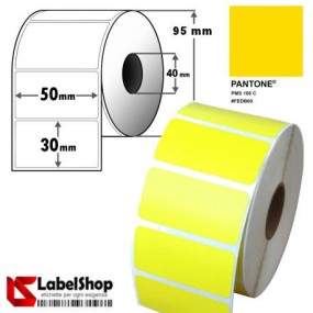 copie de Rouleau de 1350 étiquettes adhésives jaunes en vellum, 50 x 30 mm, trou de 40 mm
