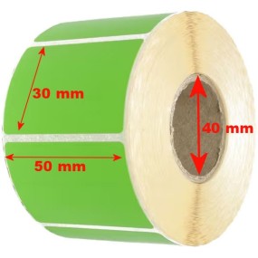 Kopie von Rolle mit 1350 gelben, selbstklebenden Transparentpapier-Etiketten, 50 x 30 mm, 40 mm Loch