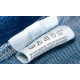 Polyester tape roll of textile labels, Care labels and jeans washing labels