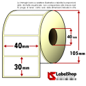 Roll of 1800 adhesive labels mm 40x30 Thermal 1 track core 40