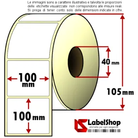 Roll of 500 adhesive labels mm 100x100 Vellum 1 track core 40