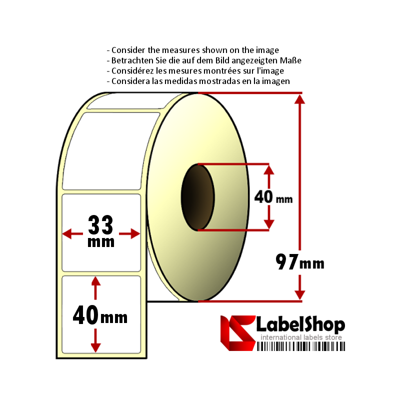 ETIQUETTES EN ROULEAUX THERMIQUE ECO BLANC 40 X 27 MM IMPRIMANTE M