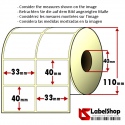 Roll of 3000 adhesive labels in thermal paper - 33x40 mm - 2 tracks - core 40