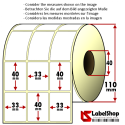 ETIQUETTES EN ROULEAUX THERMIQUE ECO BLANC 40 X 27 MM IMPRIMANTE M