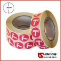 Round, colored price tag stickers, 18 mm in diameter, printable at €7.