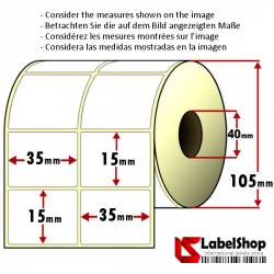 Rollo de 6000 etiquetas adhesivas termicas mm 35 x 15 2 Pistas núcleo 40
