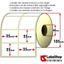 Roll of 4000 35x25 mm thermal adhesive labels - 2 rows 40 mm core