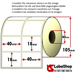 Rollo de 5000 etiquetas adhesivas termicas mm 40x18 2 Pistas núcleo 40