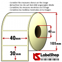 Roll of 1800 40X30 mm thermal adhesive labels -1 row / core 40