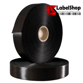 Black satin ribbon roll for textile labels, compositions and washing symbols
