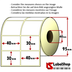 Rollo de 2500 etiquetas adhesivas termicas mm 40x 30 2 Pistas núcleo 40