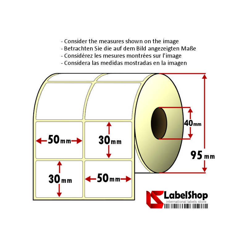 Rouleau d'étiquettes thermiques compatible 36x89mm prédécoupées - 2