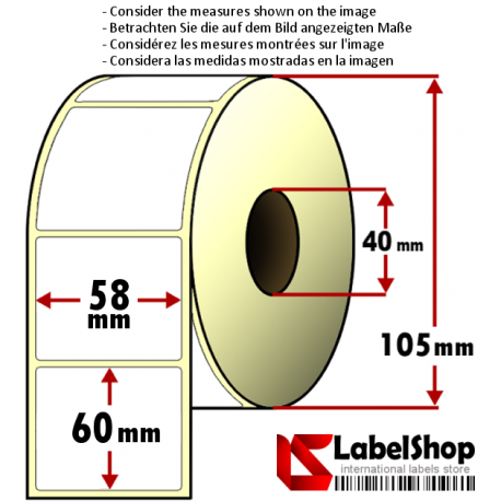 Étiquettes autocollantes vierges en rouleau diamètre 60 mm