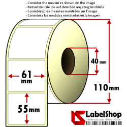 Rouleau etiquettes transfert thermique 57x38mm - Papier Autocollant