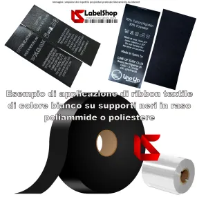 Ruban blanc argenté pour impression sur satin et polyamide noir