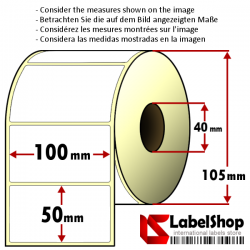 Rollo de 1000 etiquetas adhesivas termicas mm 100x50 1 Pista núcleo 40