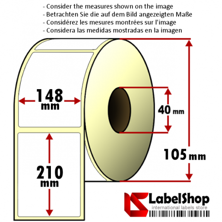 Rollo de 1000 etiquetas adhesivas para impresión térmica Rollo de 1000 etiquetas adhesivas de papel vélin para impresión térmica