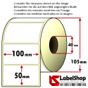 Rollo de 1000 etiquetas adhesivas de papel vélin para impresión por transferencia térmica mm 100x50 1 Pista núcleo 40