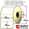 Rollo de 3000 etiquetas adhesivas de papel vélin para impresión por transferencia térmica mm 35x15