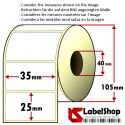 Rollo de 2000 etiquetas adhesivas de papel vélin para impresión por transferencia térmica mm 35x25 1 Pista núcleo 40