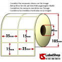 Rollo de 6000 etiquetas adhesivas de papel vélin para impresión por transferencia térmica mm 35x15 2 Pistas núcleo 40