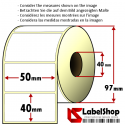 Rollo de 1000 etiquetas adhesivas de papel vélin para impresión por transferencia térmica mm 50x40 1 Pista núcleo 40