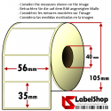 Rollo de 1500 etiquetas adhesivas de papel vélin para impresión por transferencia térmica mm 56x35 1 Pista núcleo 40