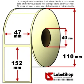 Roll of 400 adhesive labels mm 47x152 Thermal core 40