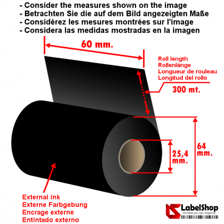 Ruban carbon graphique en polyammide à transfer thermique à base de résin ou cire 