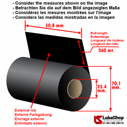 Wachsfarbband schwarz für Thermotransferdruck 50,8 mm x 360 m. ink in WAX