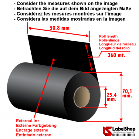 Wax carbon graphic tape roll for thermal transfer printing on polyamide and Satin